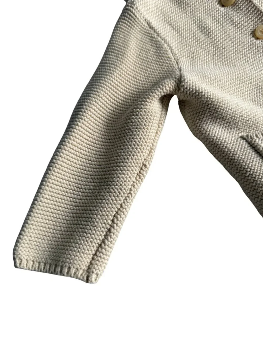 Gap Baby Bear Ear Knit Hooded Cardigan Sweater Cream 18-24M